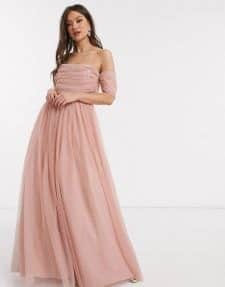 robe de demoiselle d'honneur rose poudrée